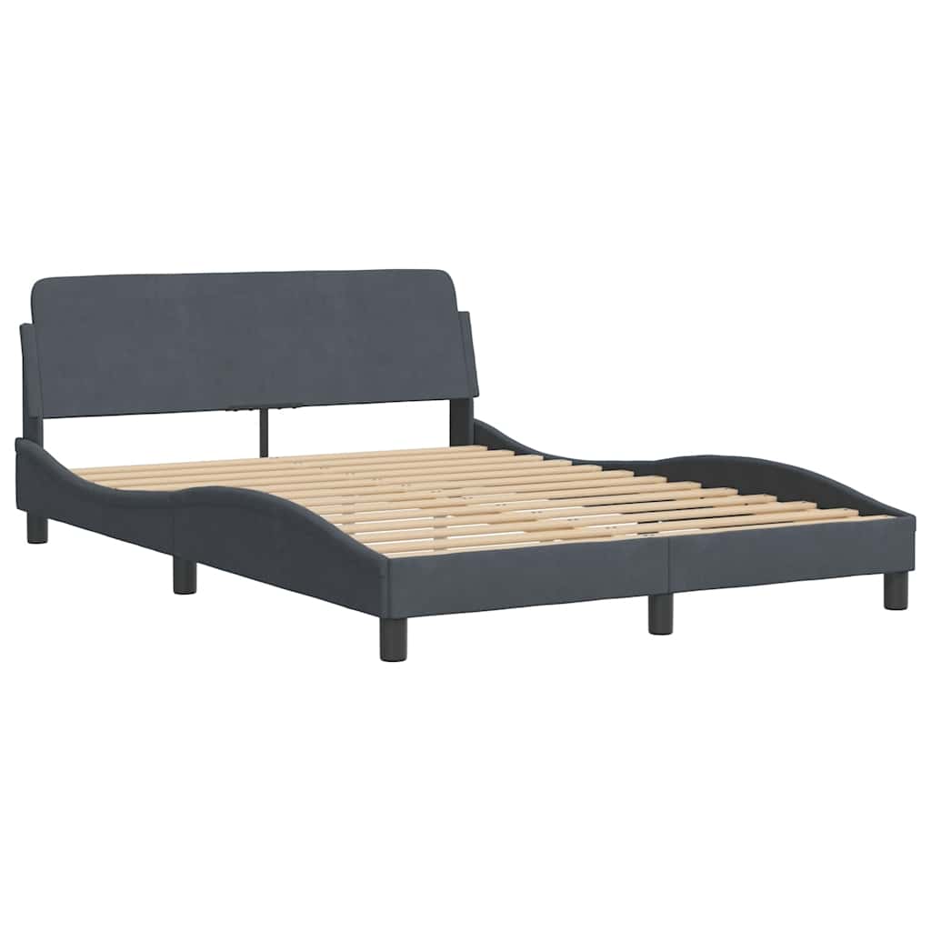 Krevet s madracem Dover tamnosivi 140x200 cm baršunasti