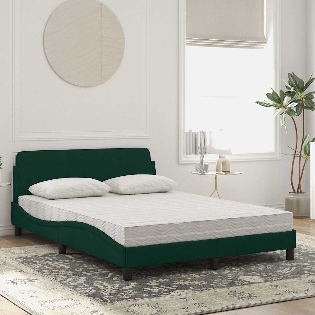 Krevet s madracem Dover tamnozeleni 140x200 cm baršunasti