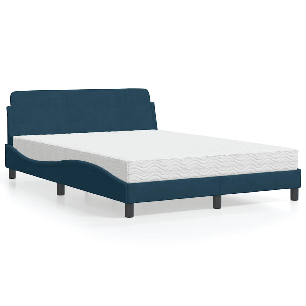 Krevet s madracem Dover plavi 140x200 cm baršunasti