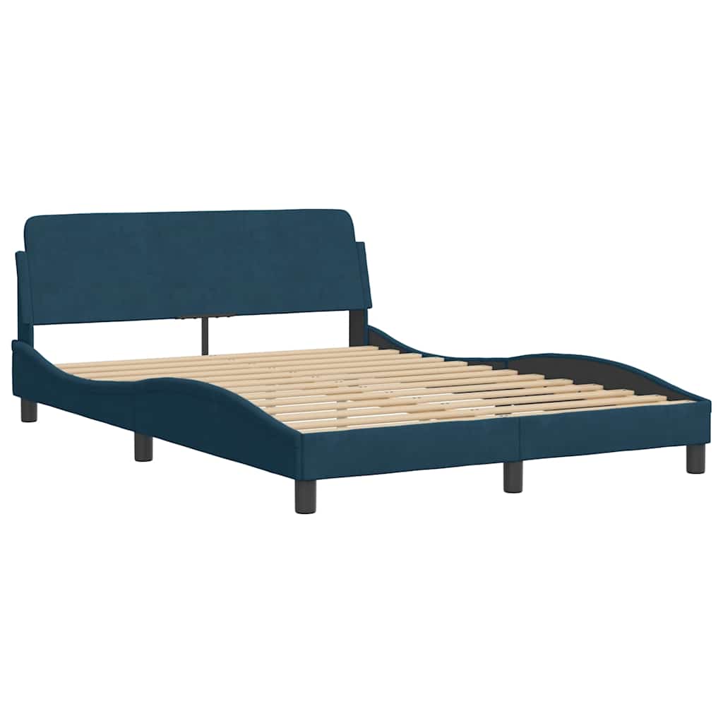 Krevet s madracem Dover plavi 140x200 cm baršunasti