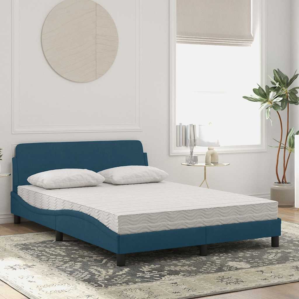 Krevet s madracem Dover plavi 140x200 cm baršunasti