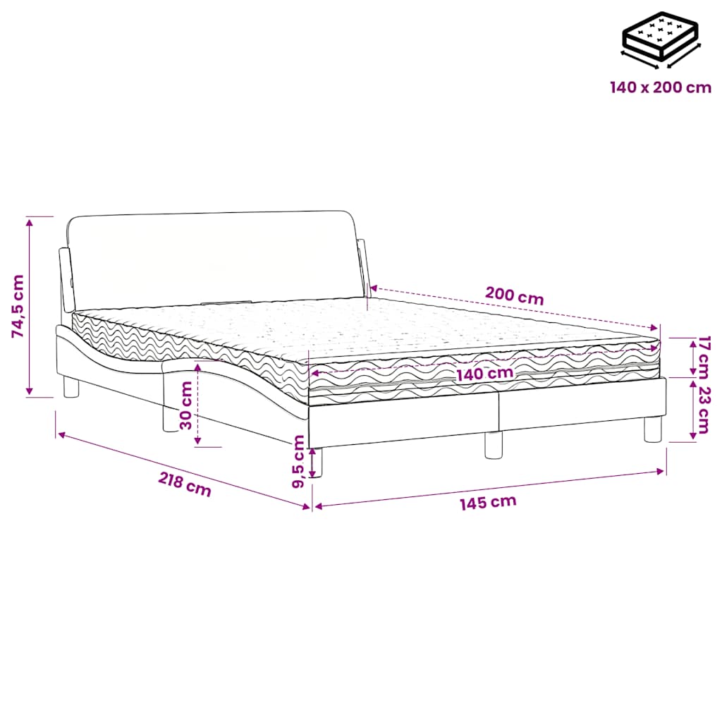 Krevet s madracem Dover crni 140 x 200 cm od umjetne kože
