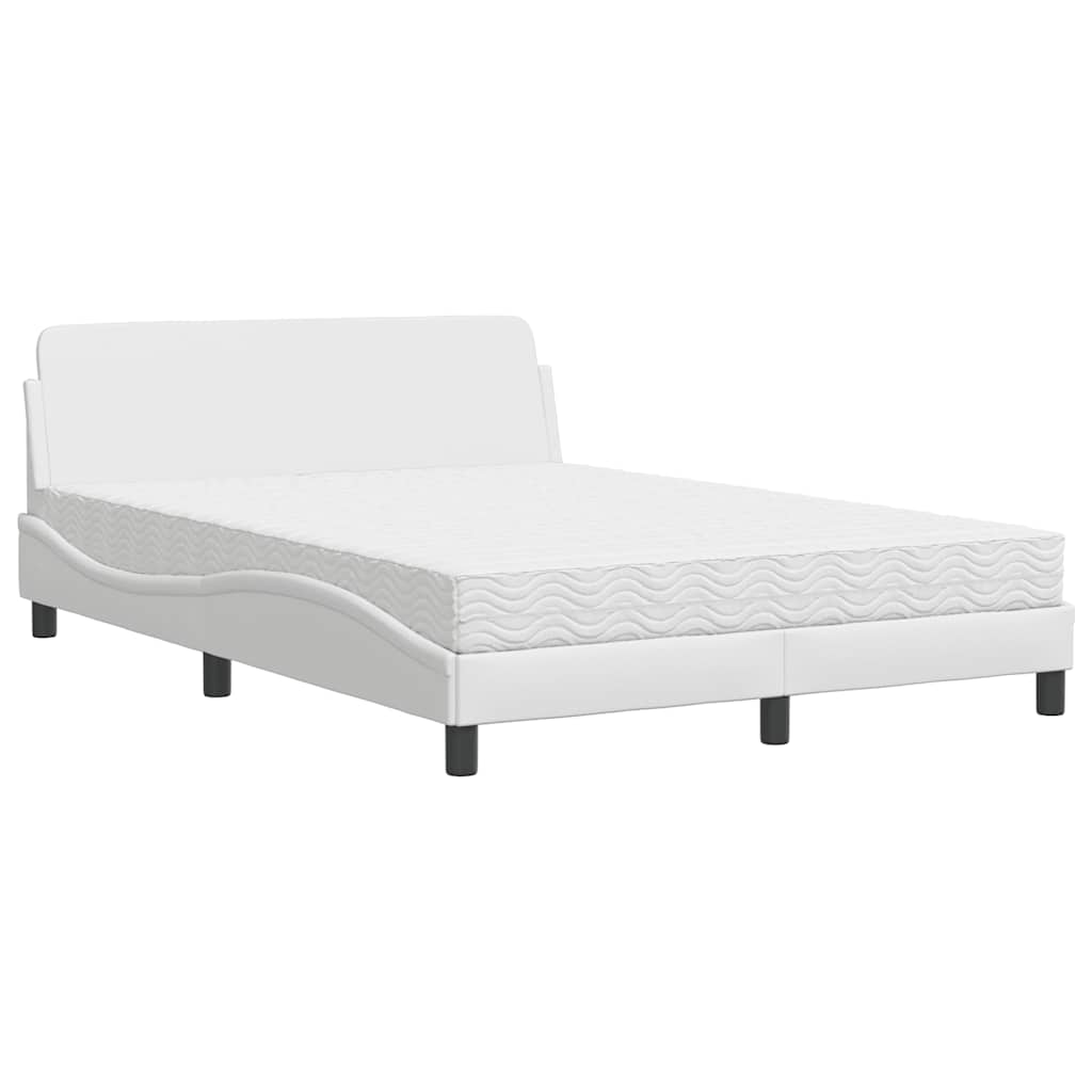 Krevet s madracem Dover bijeli 140x200 cm od umjetne kože