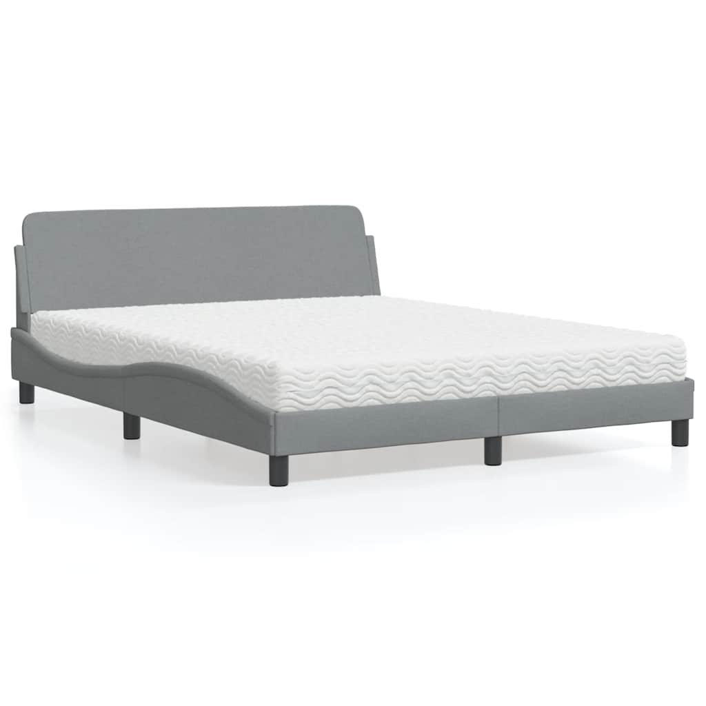 Krevet s madracem Dover svjetlosiva 160x200 cm tkanina
