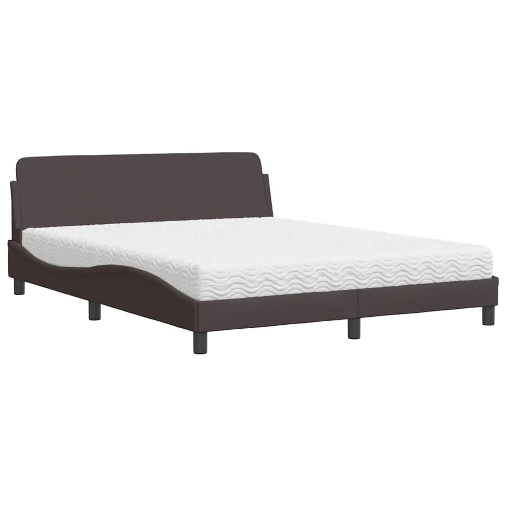 Krevet s madracem Dover tamnosmeđi 160x200 cm tkanina