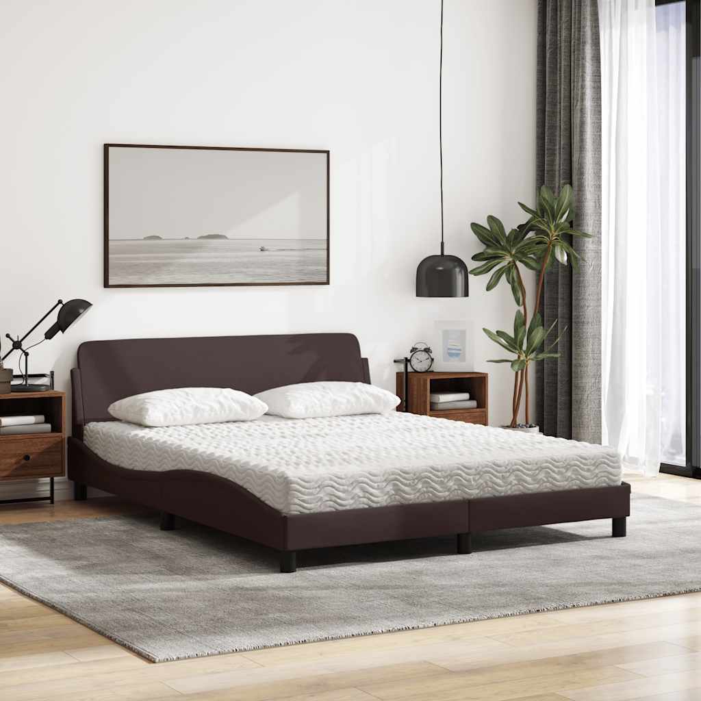 Krevet s madracem Dover tamnosmeđi 160x200 cm tkanina