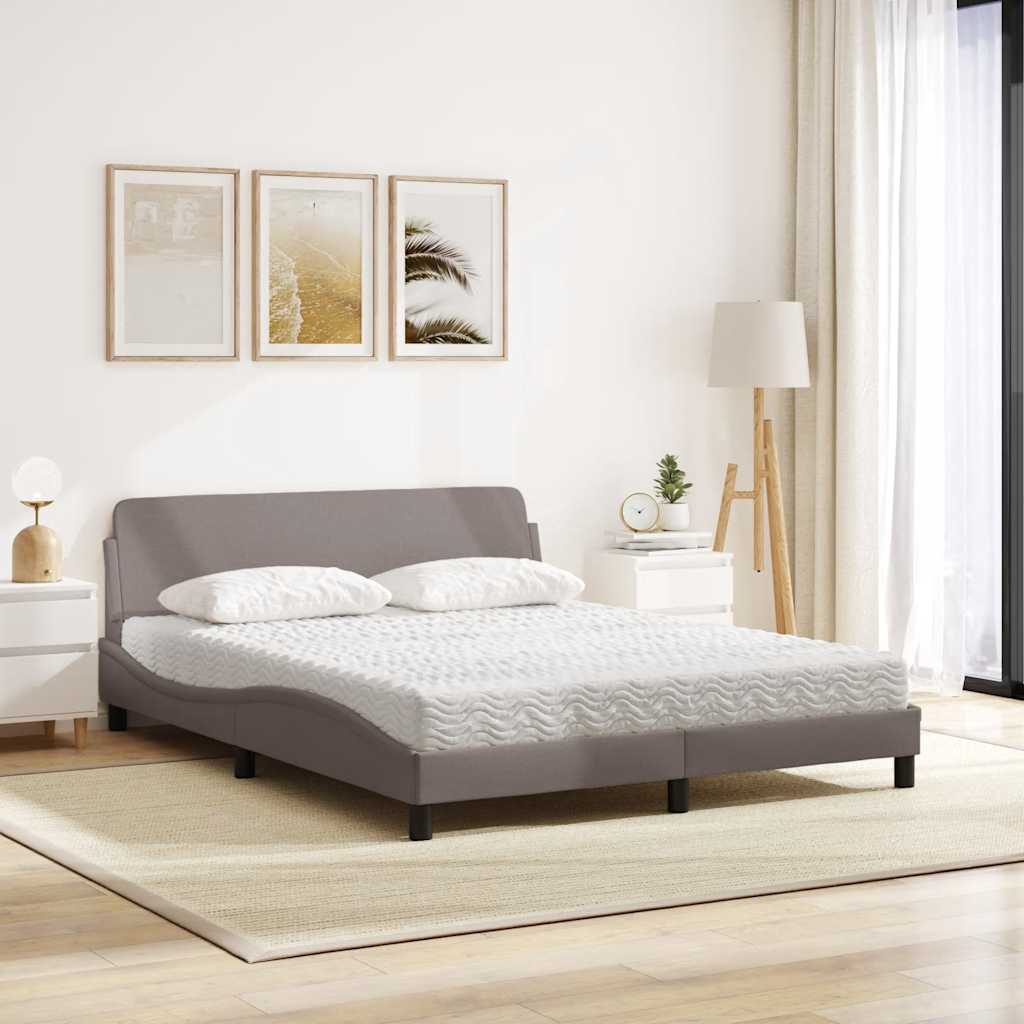 Krevet s madracem Dover smeđesivi 160x200 cm tkanina