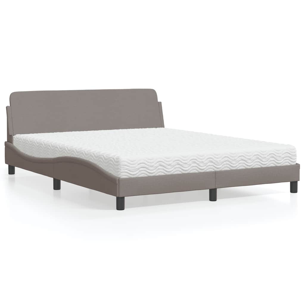 Krevet s madracem Dover smeđesivi 160x200 cm tkanina