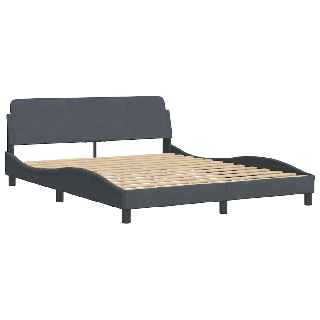 Krevet s madracem Dover tamnosivi 160x200 cm baršunasti
