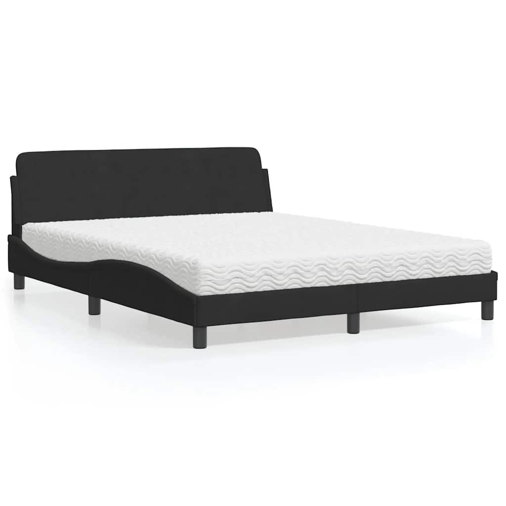 Krevet s madracem Dover crni 160x200 cm baršunasti