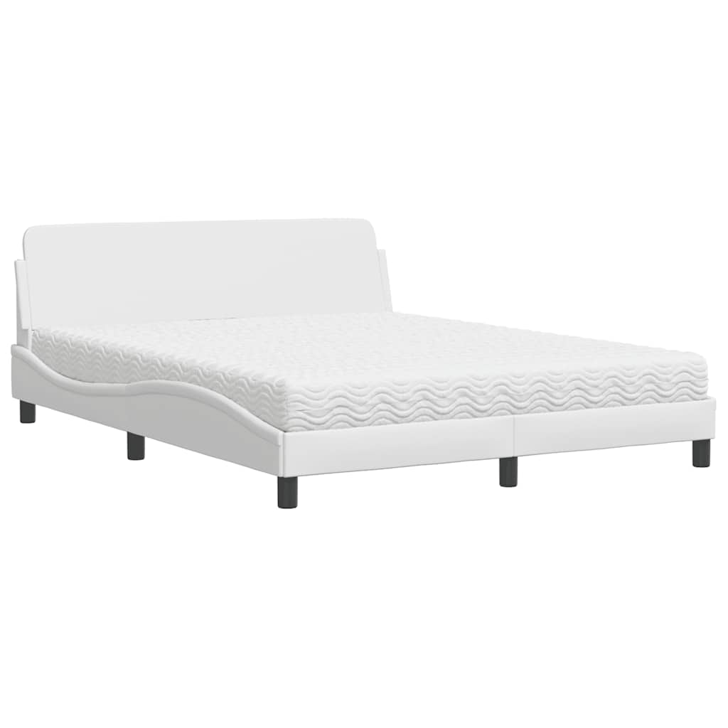 Krevet s madracem Dover bijeli 160x200 cm od umjetne kože