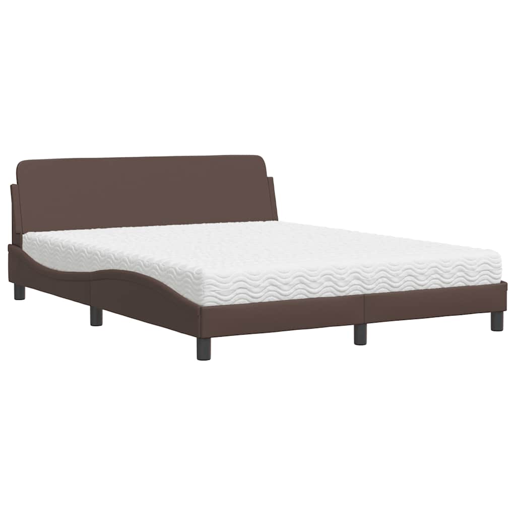 Krevet s madracem Dover smeđi 160x200 cm od umjetne kože