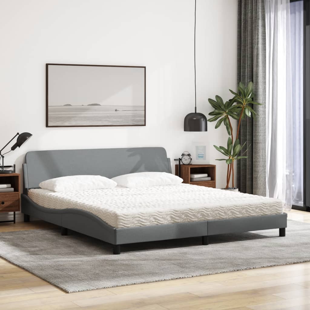 Krevet s madracem Dover svjetlosivi 180x200 cm od tkanine