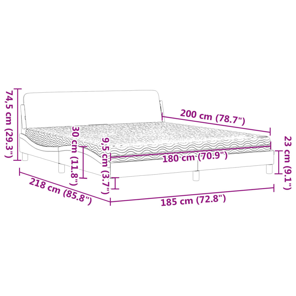 Krevet s madracem Dover crni 180x200 cm od tkanine