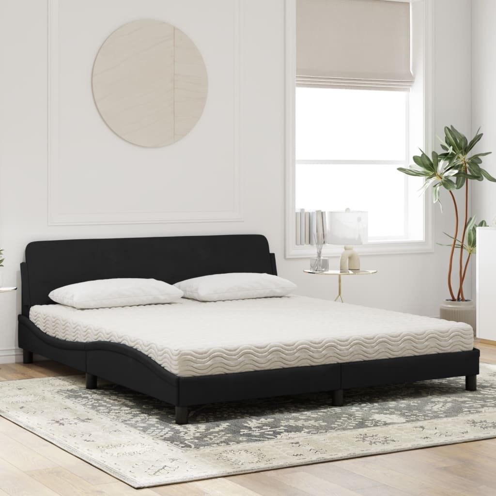 Krevet s madracem Dover crni 180x200 cm baršunasti
