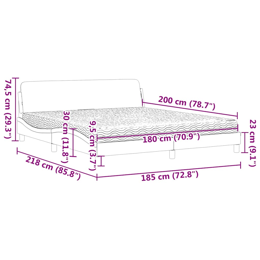 Krevet s madracem Dover plavi 180x200 cm baršunasti