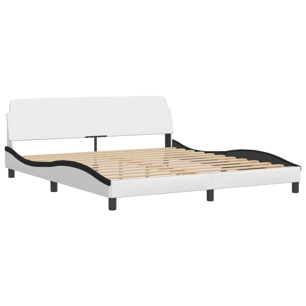 Krevet s madracem Dover bijeli i crni 180 x 200 cm od umjetne kože