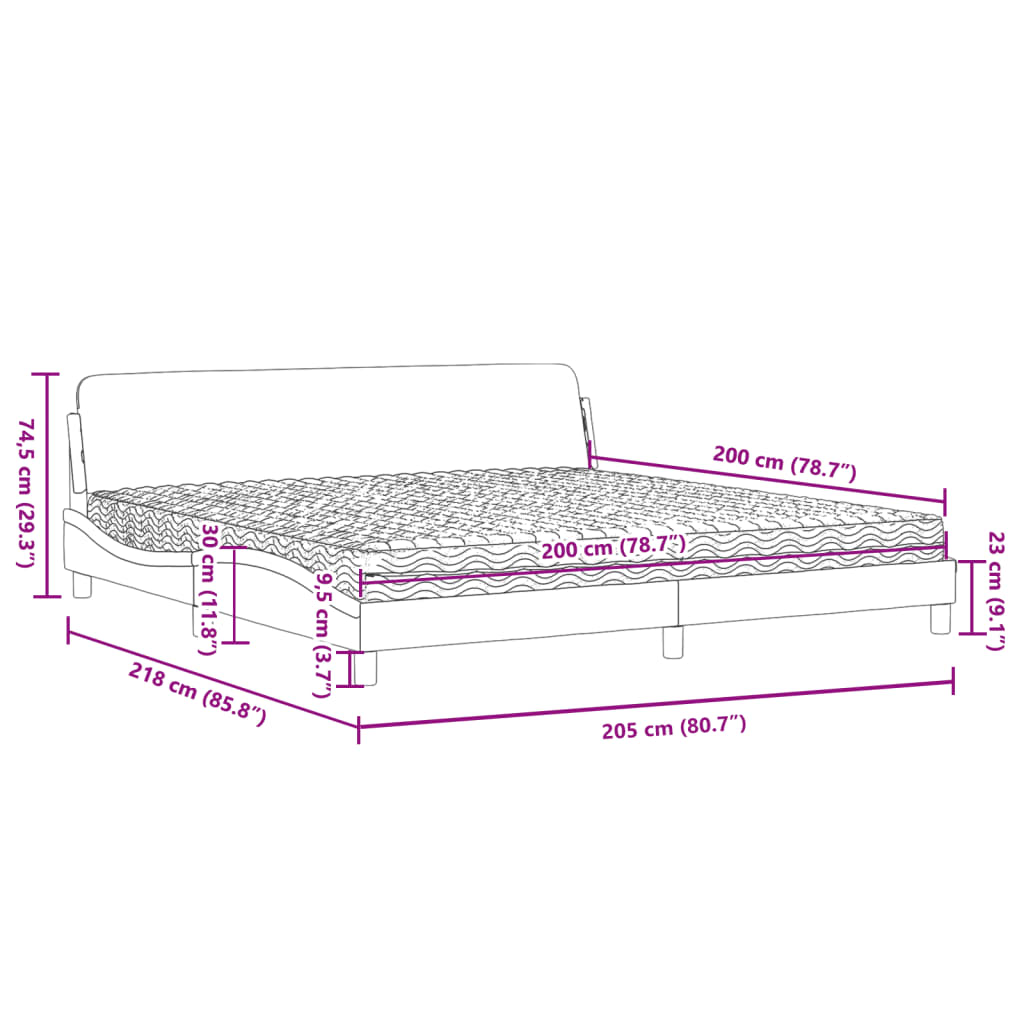 Krevet s madracem Dover smeđesivi 200x200 cm od tkanine