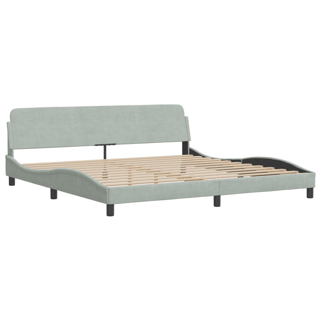 Krevet s madracem Dover svjetlosivi 200x200 cm baršunasti