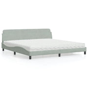 Krevet s madracem Dover svjetlosivi 200x200 cm baršunasti