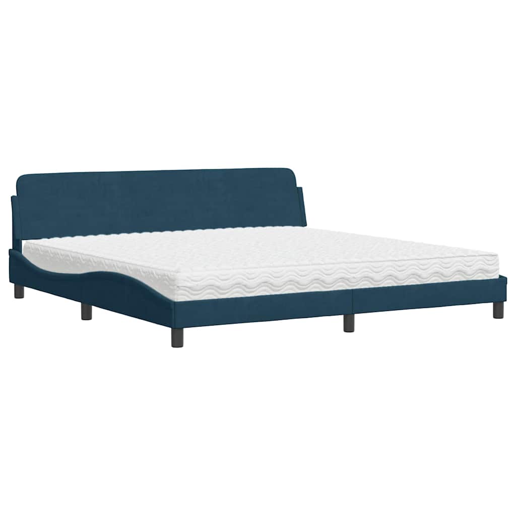 Krevet s madracem Dover plavi 200x200 cm baršunasti