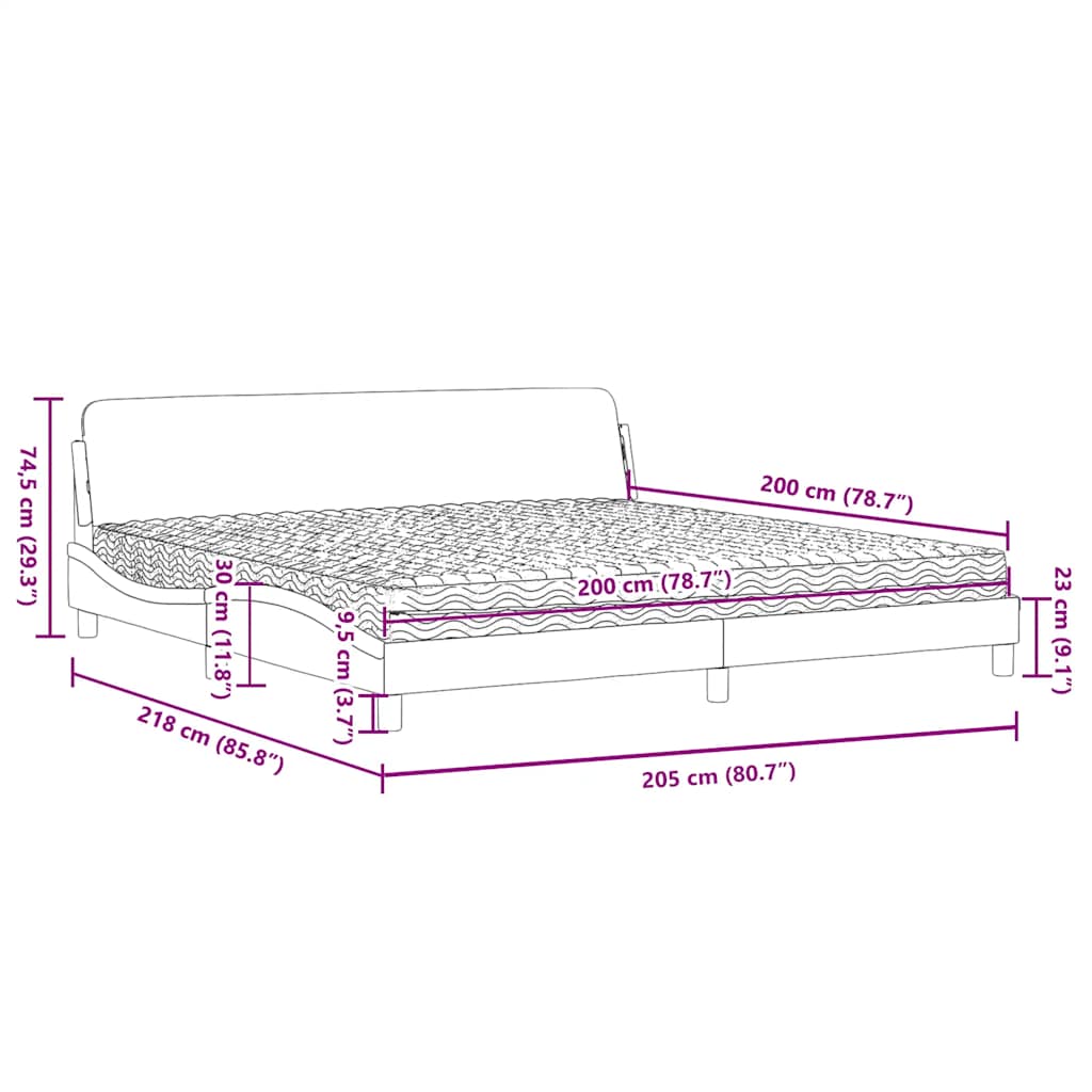 Krevet s madracem Dover plavi 200x200 cm baršunasti