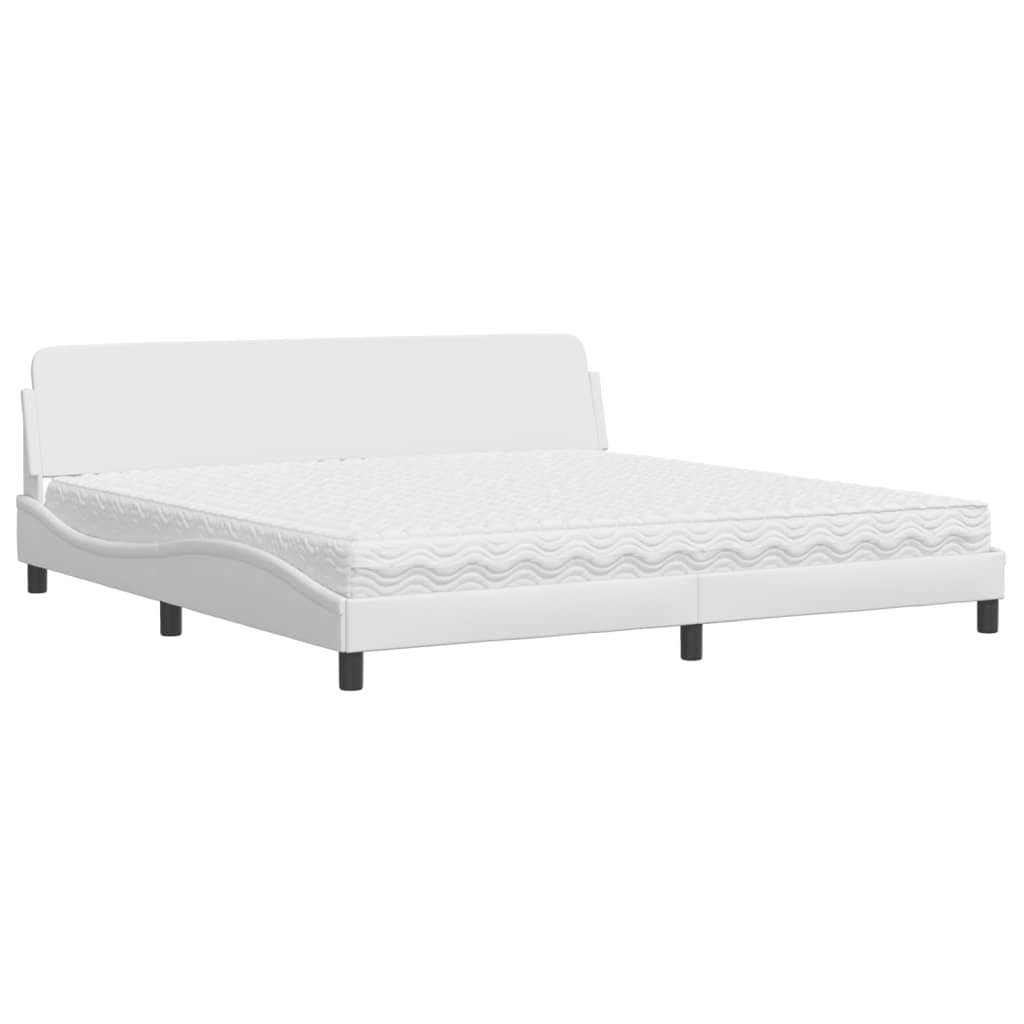 Krevet s madracem Dover bijeli 200x200 cm umjetna koža