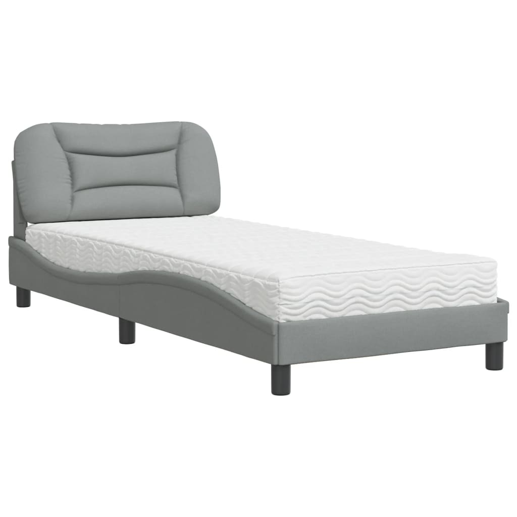 Krevet s madracem Hvar svjetlosivi 80x200cm tkanina