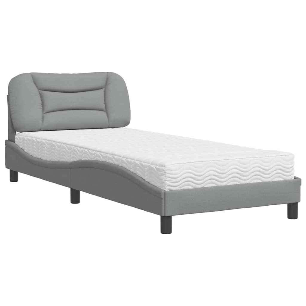 Krevet s madracem Hvar svjetlosivi 90x190 cm od tkanine