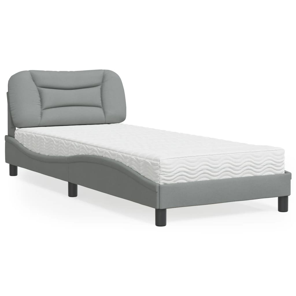 Krevet s madracem Hvar svjetlosivi 90x190 cm od tkanine