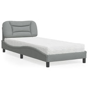 Krevet s madracem Hvar svjetlosivi 90x190 cm od tkanine