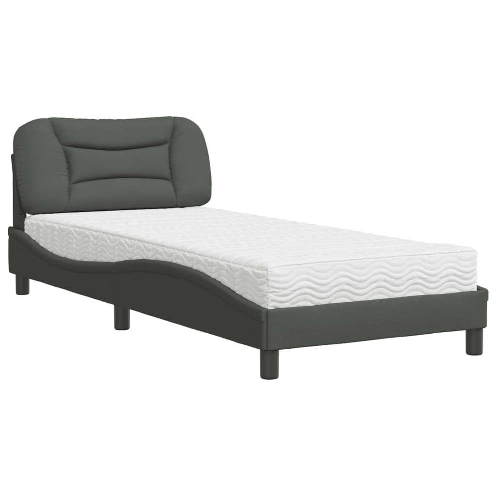 Krevet s madracem Hvar tamnosivi 90 x 190 cm od tkanine