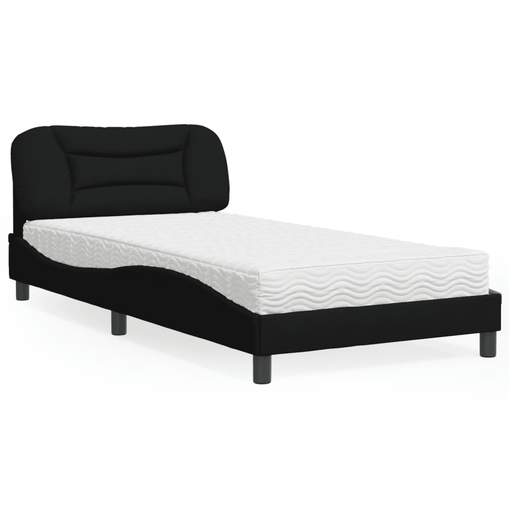 Krevet s madracem Hvar crni 100 x 200 cm od tkanine