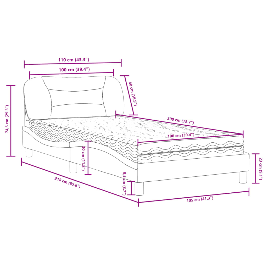 Krevet s madracem Hvar plavi 100 x 200 cm od tkanine
