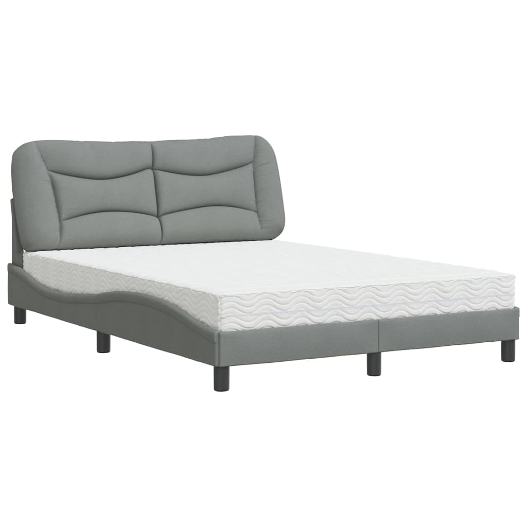 Krevet s madracem Hvar svjetlosivi 140x190 cm od tkanine