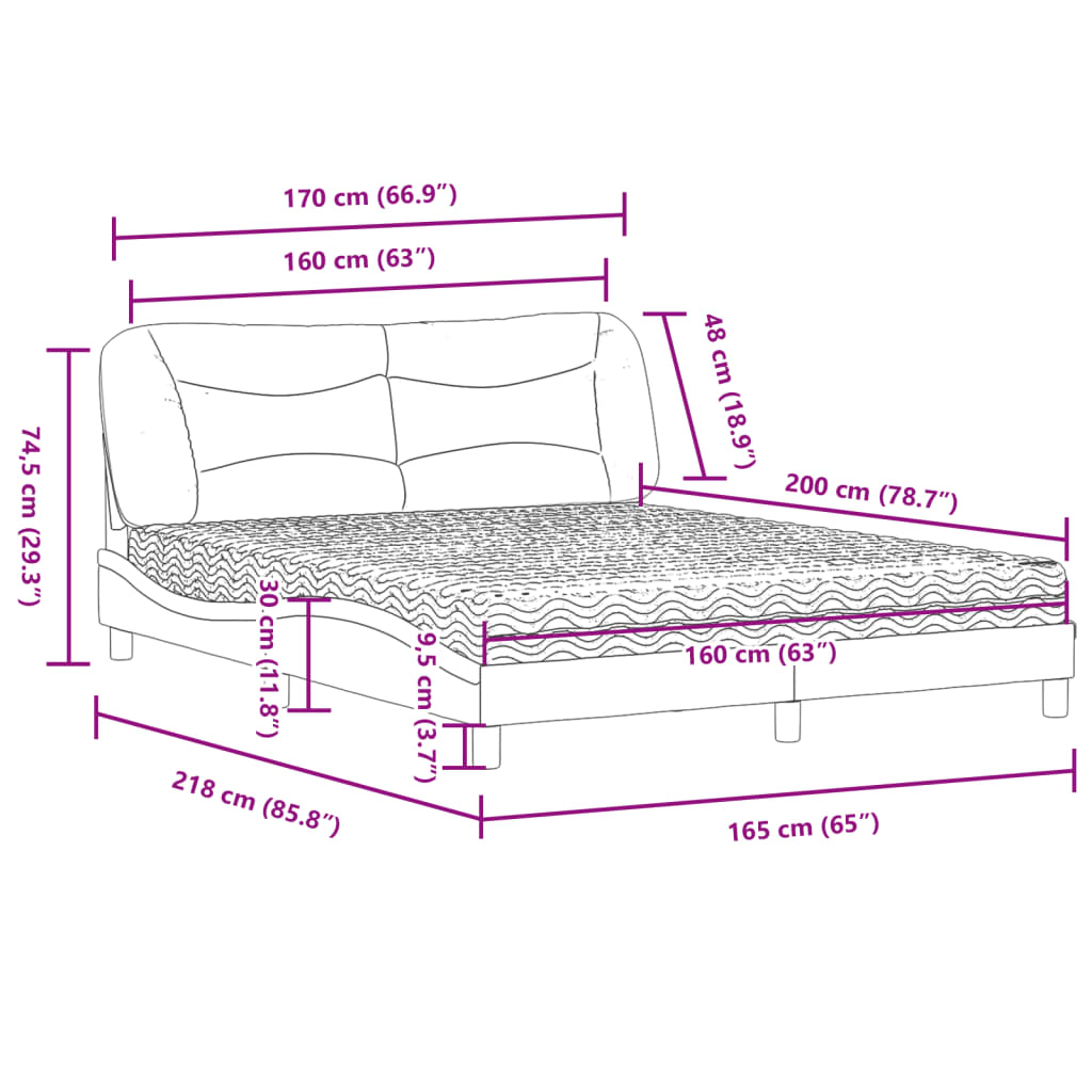 Krevet s madracem Hvar krem 160x200 cm od tkanine