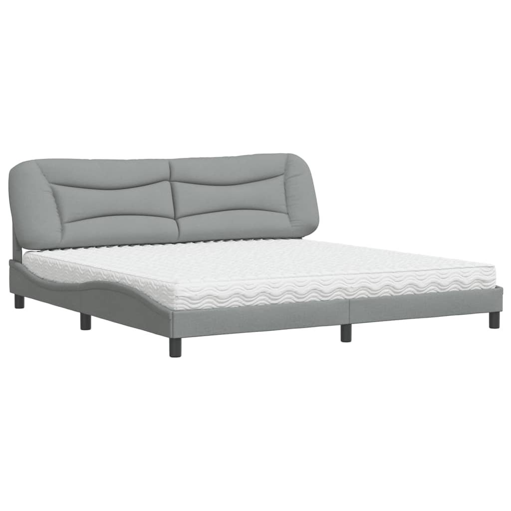 Krevet s madracem Hvar svjetlosivi 200 x 200 cm od tkanine