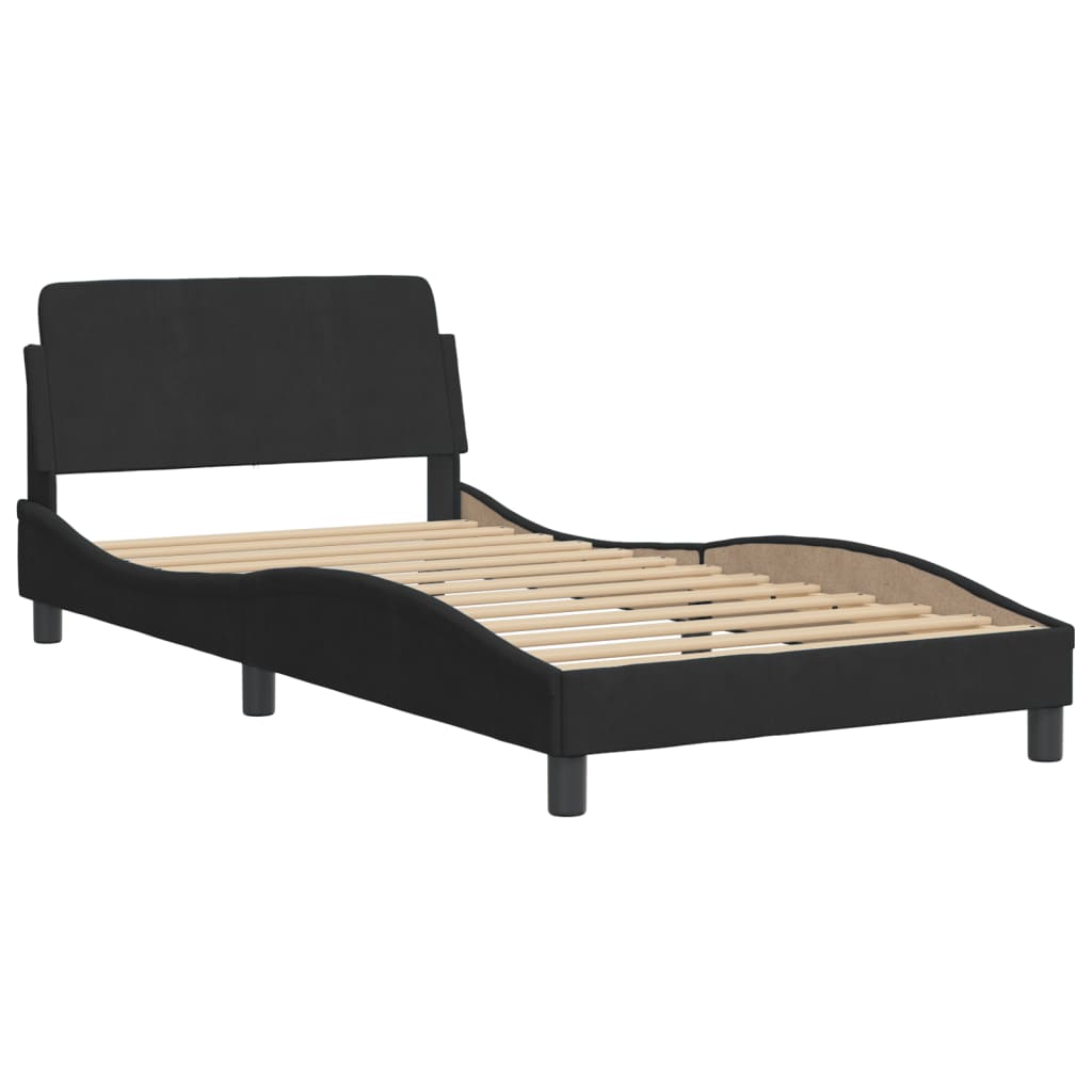 Krevet s madracem Hanko crni 100x200 cm baršunasti