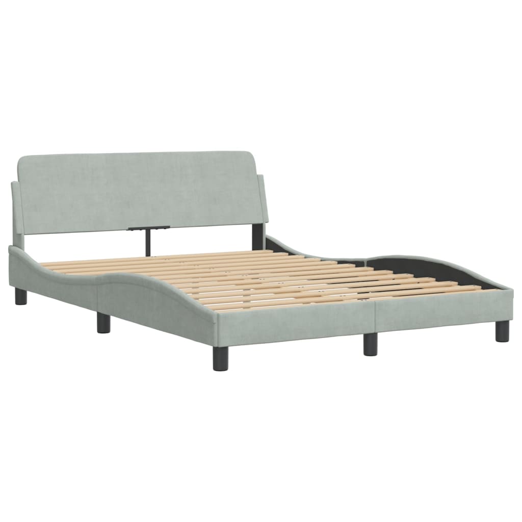 Krevet s madracem Hanko svjetlosivi 140x190 cm baršunasti