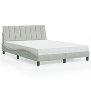 Krevet s madracem Hanko svjetlosivi 140x190 cm baršunasti
