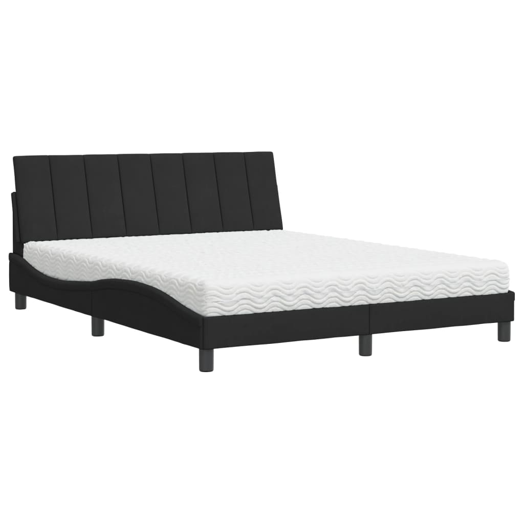 Krevet s madracem Hanko crni 160x200 cm baršunasti