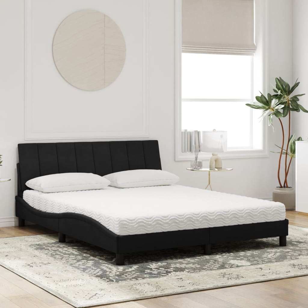 Krevet s madracem Hanko crni 160x200 cm baršunasti