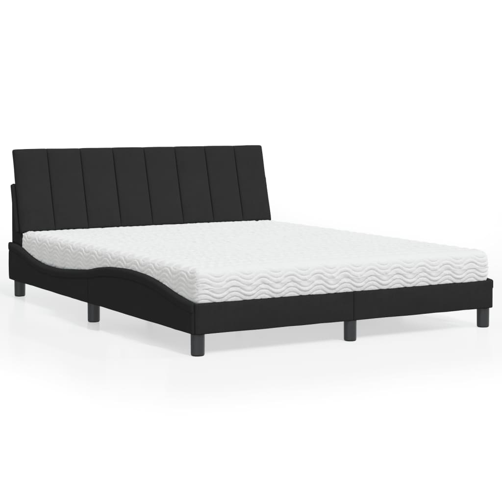 Krevet s madracem Hanko crni 160x200 cm baršunasti