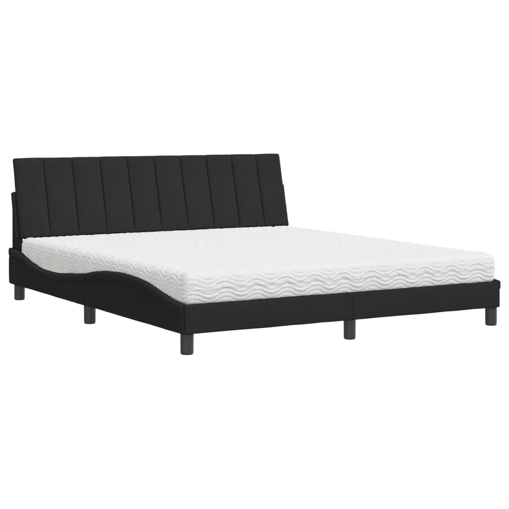Krevet s madracem Hanko crni 180x200 cm baršunasti