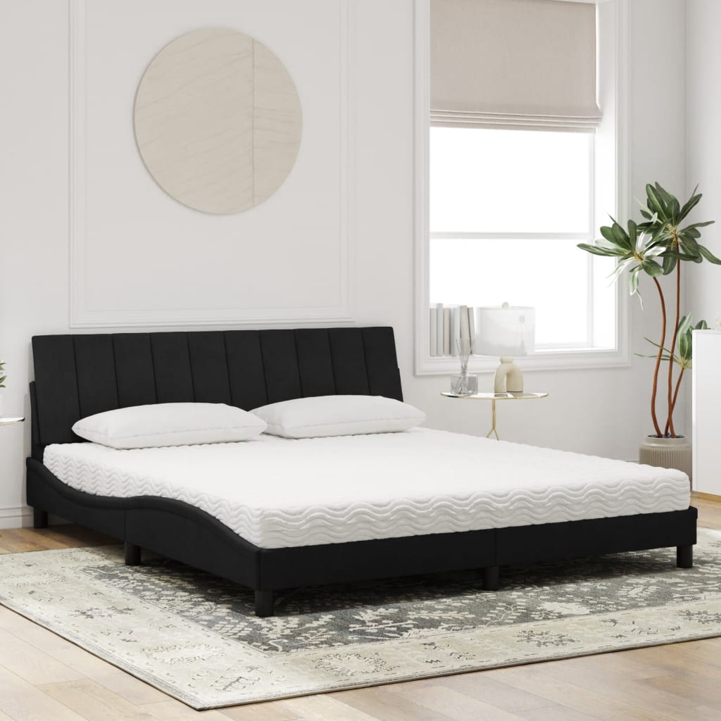Krevet s madracem Hanko crni 180x200 cm baršunasti