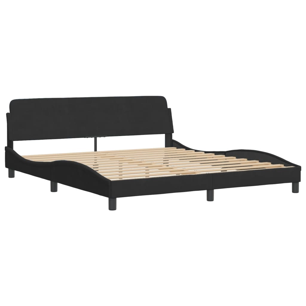 Krevet s madracem Hanko crni 180x200 cm baršunasti