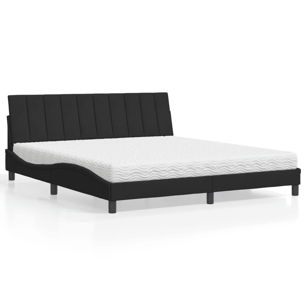 Krevet s madracem Hanko crni 180x200 cm baršunasti