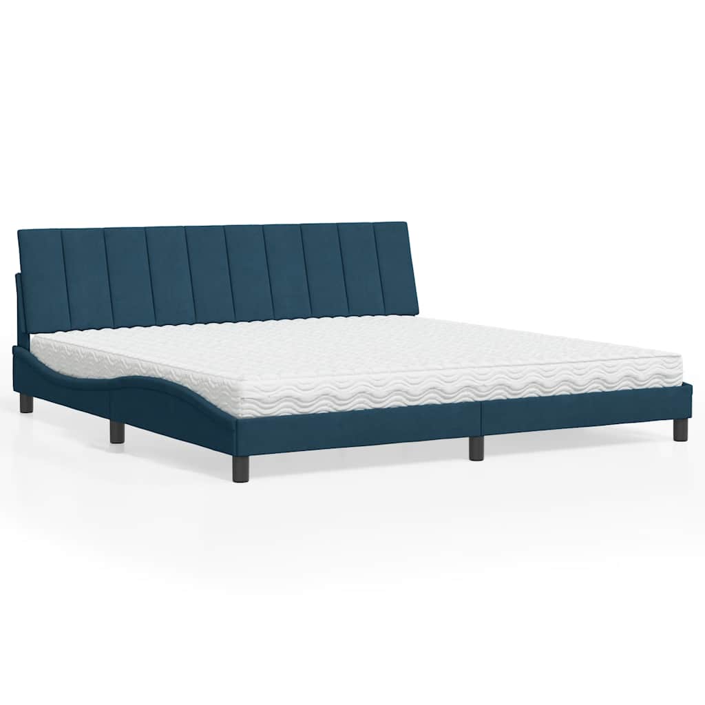 Krevet s madracem Hanko plavi 200x200 cm baršunasti