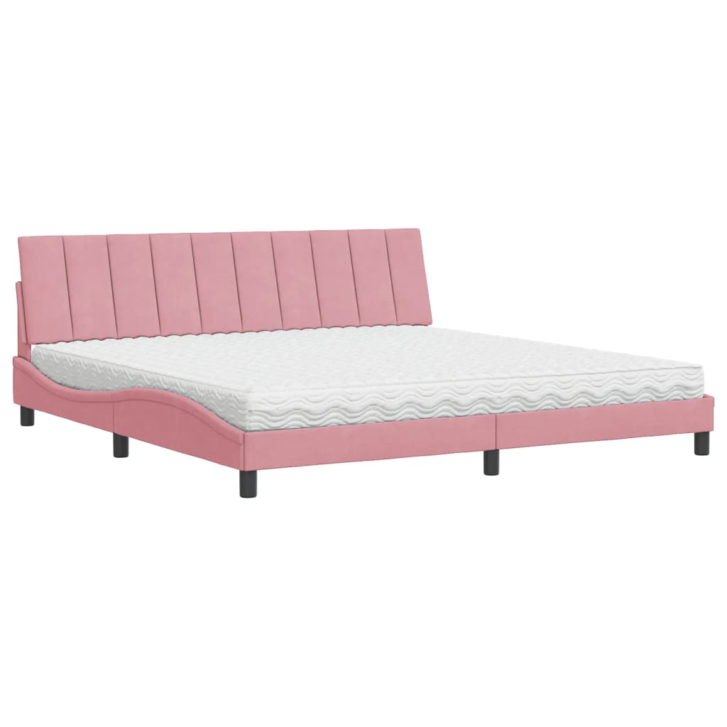 Krevet s madracem Hanko ružičasti 200x200 cm baršunasti