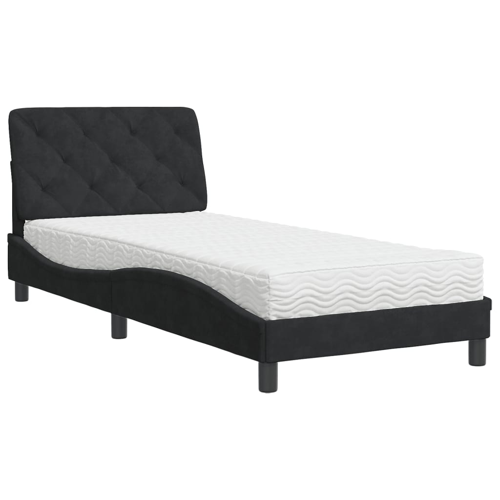 Krevet s madracem crni 80 x 200 cm baršunasti